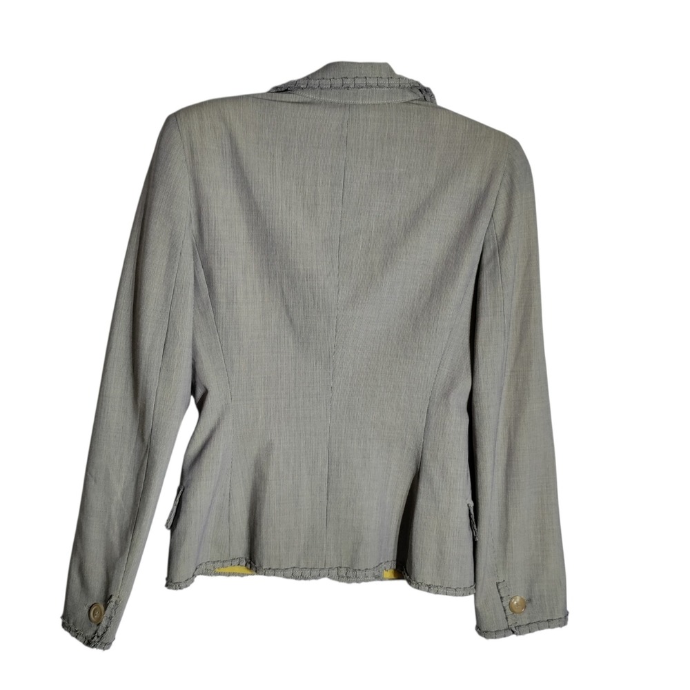 Piazza Sempione Gray Wool Blend Whipstitch Trim Blazer IT 40 Made in Italy - Picture 3 of 9